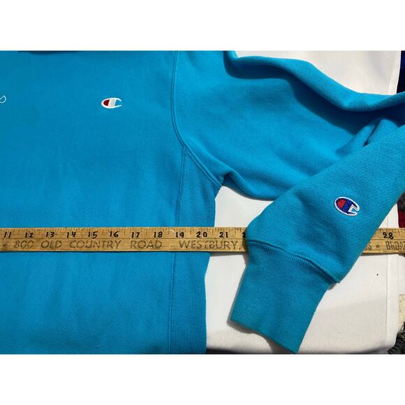 Vintage Champion Reverse Weave 90s Olympia Revive Blue Sweatshirt size Small - Picture 4 of 11